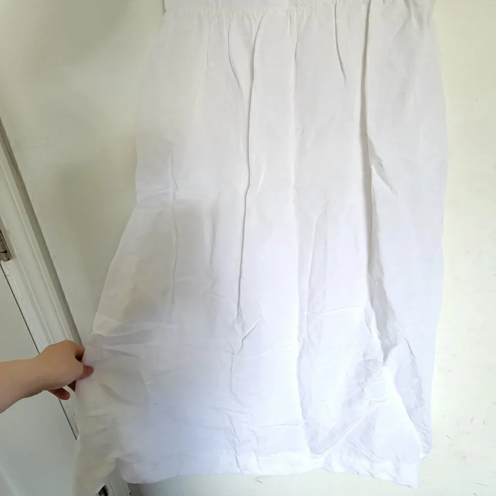 Abercrombie & Fitch Linen White Tank Button Side Midi Dress Size Small Tall